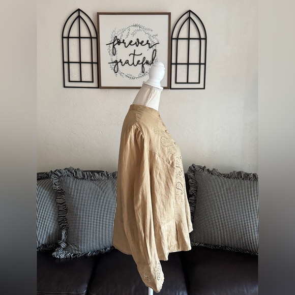 Lauren Ralph Lauren 100% Linen Tunic Blouse Size 1X Eyelet Details Coastal Beach - Picture 9 of 15